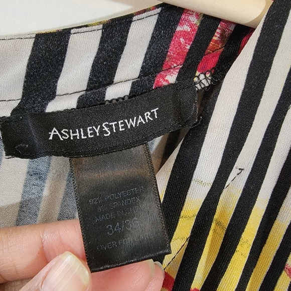 Ashley Stewart Multicolor Striped Floral Maxi Dress Sz 34/36 Long Sleeve Stretch - Picture 10 of 12